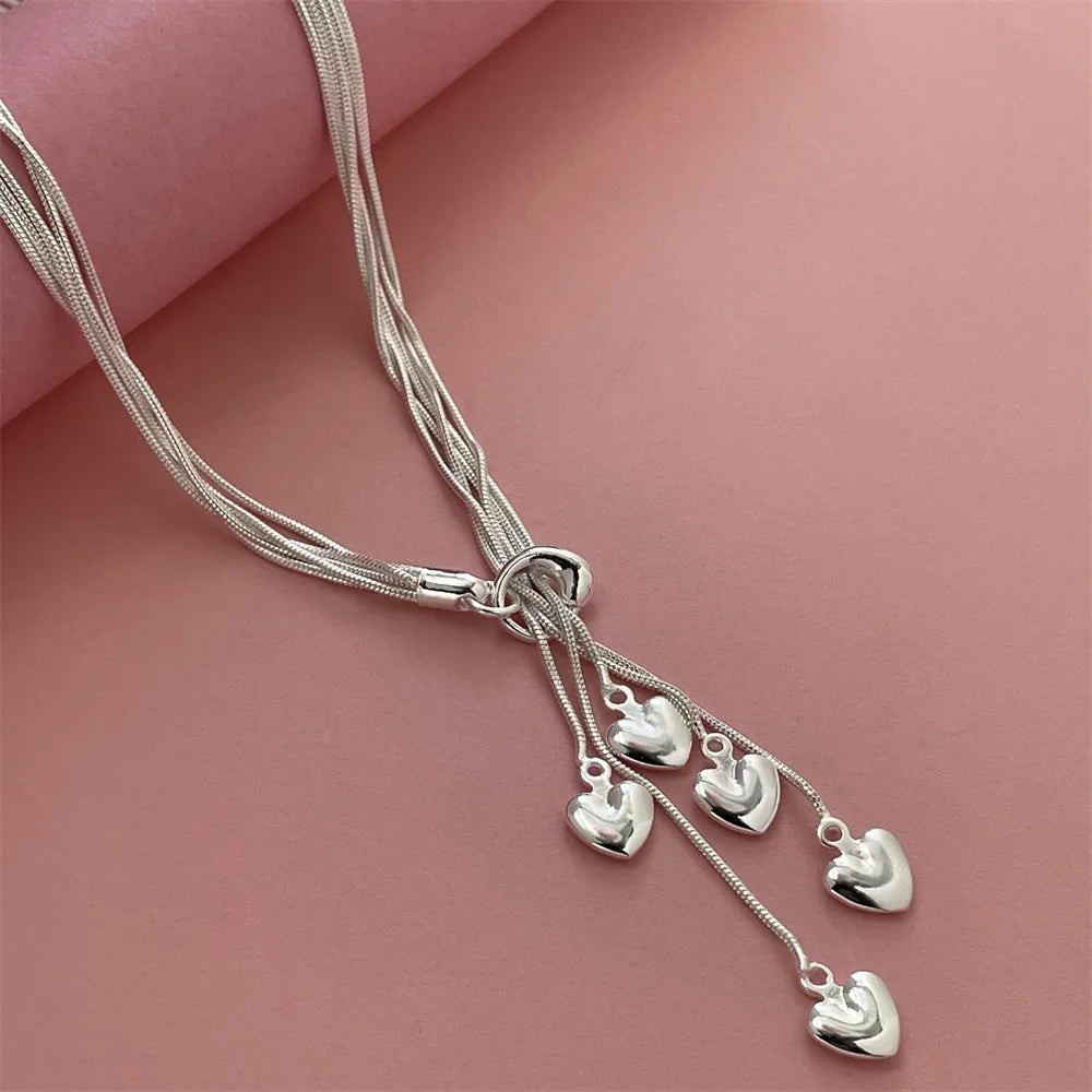 925 Sterling Silver Starfish Heart Pendant Necklace