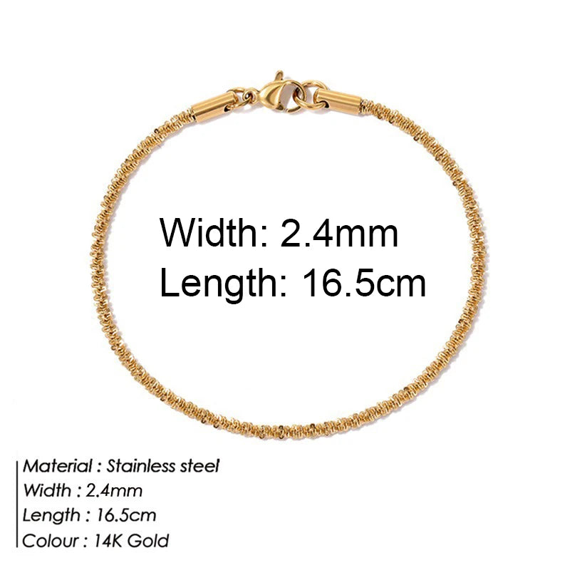 Gold Color Stainless Steel Twist Cuban Eternity Bracelet for Women