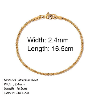 Gold Color Stainless Steel Twist Cuban Eternity Bracelet for Women