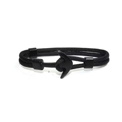 Woven Multilayer Black Anchor Bracelet for Men