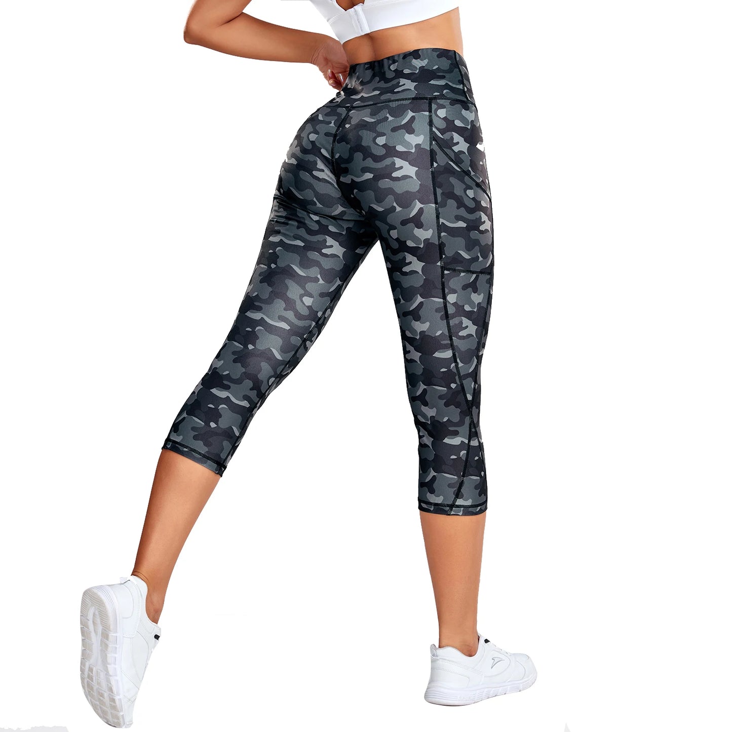 Splicing Capris Leggings for Women with High Waist & Push-Up Design