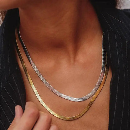 925 Sterling Silver Gold Snake Chain Necklace for Couples