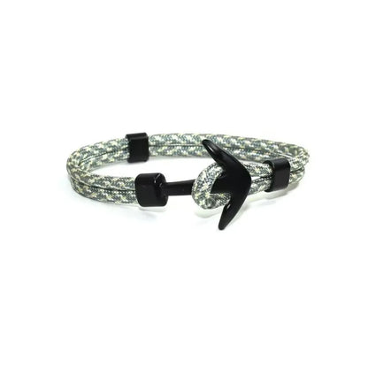 Woven Multilayer Black Anchor Bracelet for Men