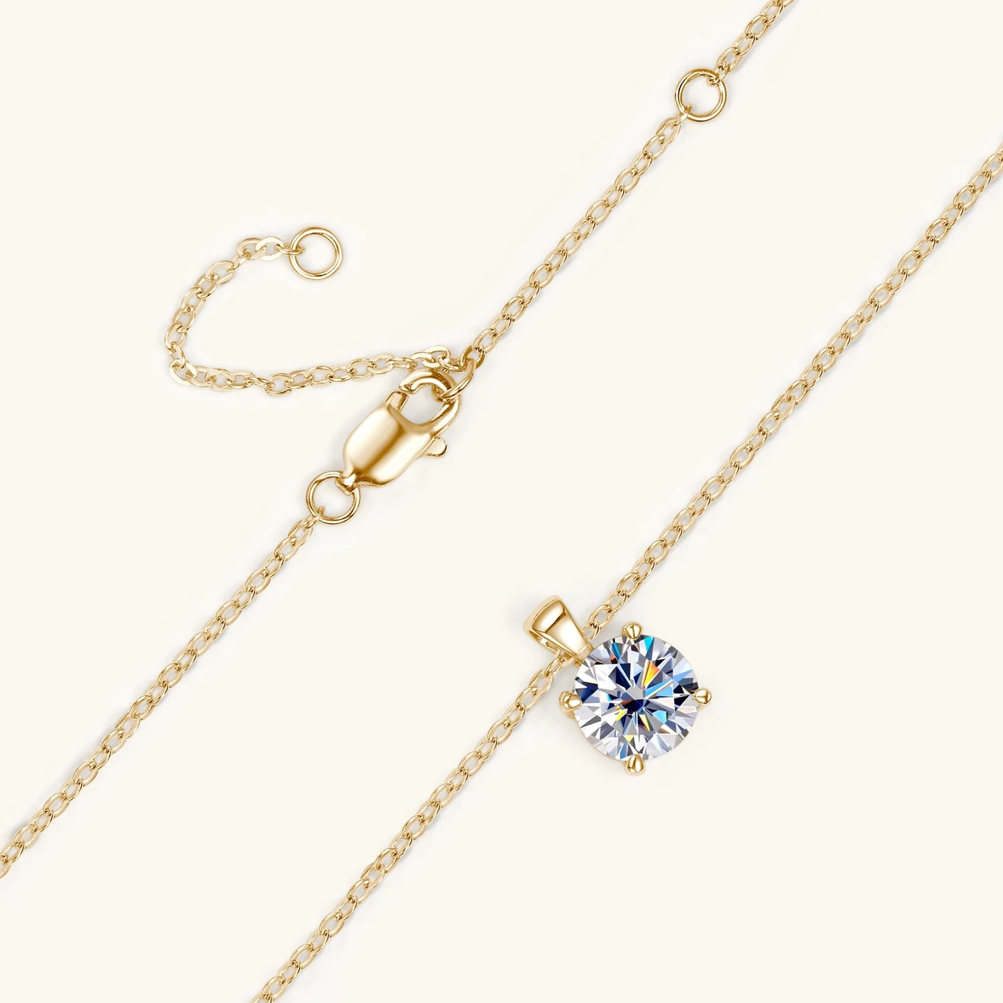 1.0 Carat D Moissanite Solitaire Drop Necklace with 18k Gold Plating