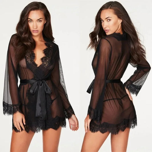 Sexy Women's Lingerie Lace Babydoll Sleepwear Set