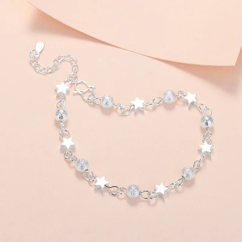 925 Sterling Silver Hollow Heart Zircon Eternity Bracelet For Women