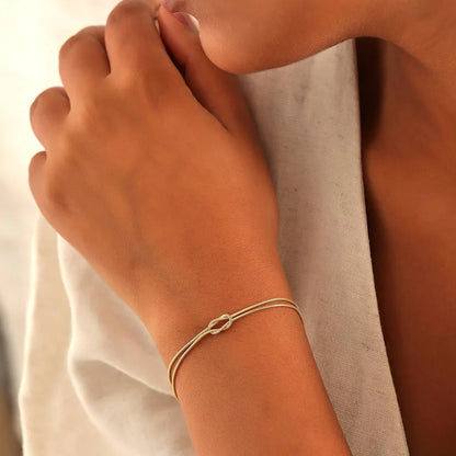 New A-Z Love Knot Bracelets with Gold Dainty Snake Chain Jewelry for Couples