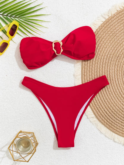 Bandeau Push-Up Brazilian Thong Bikini Set