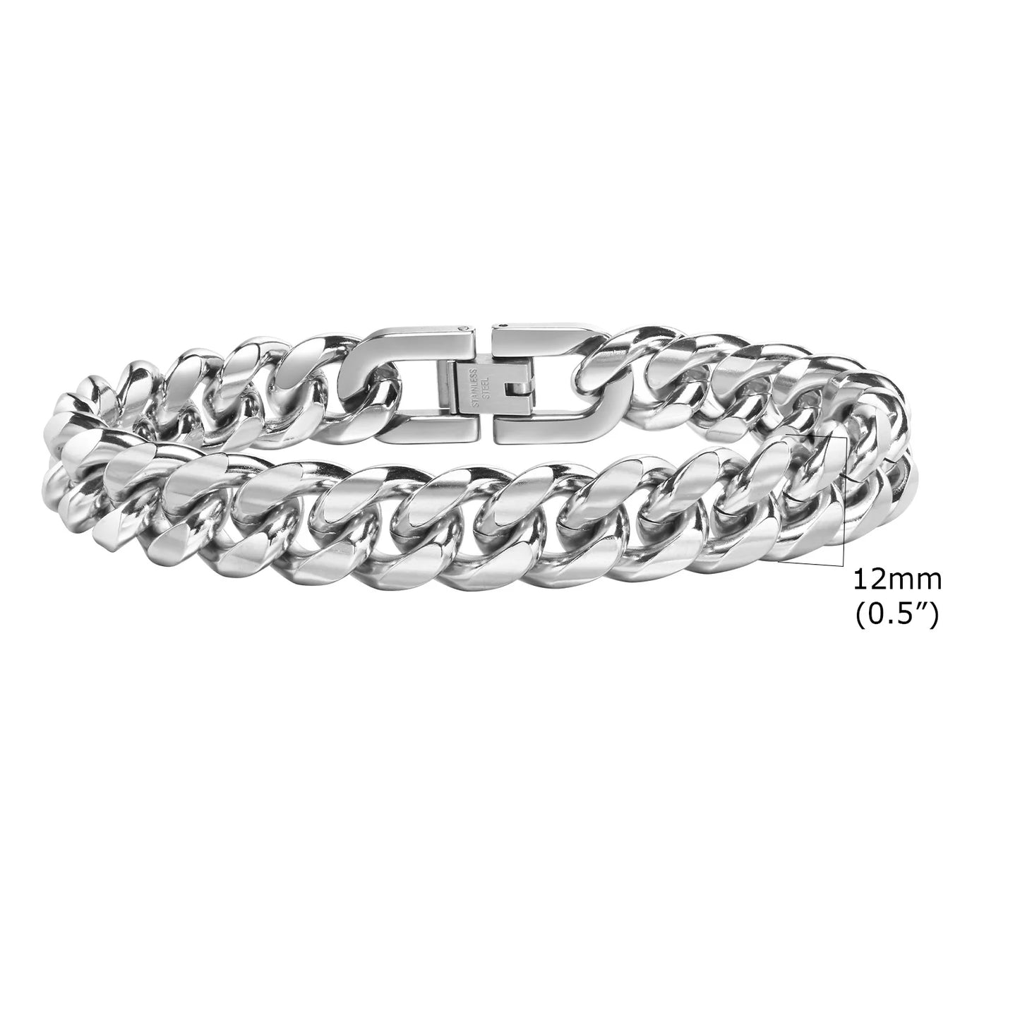 Stainless Stee Bold Cuban Chain Eternity Bracelet for Men