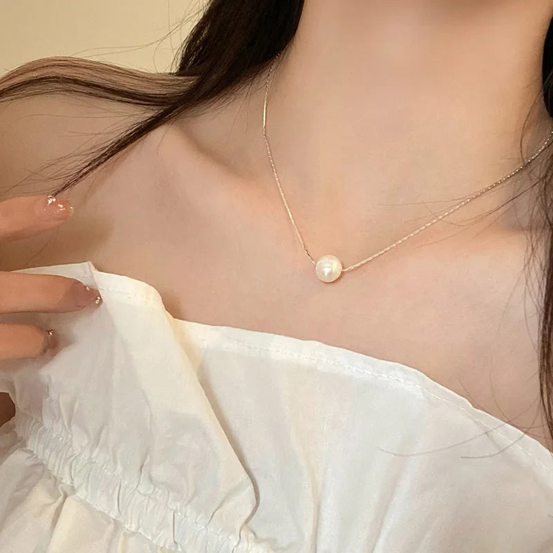 925 Silver Pearl Pendant Necklace for Women