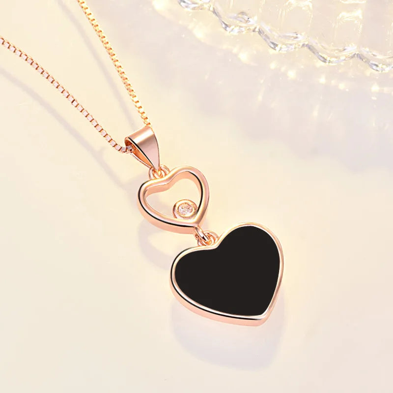 925 Sterling Silver Heart Pendant Necklace with AAA Zircon