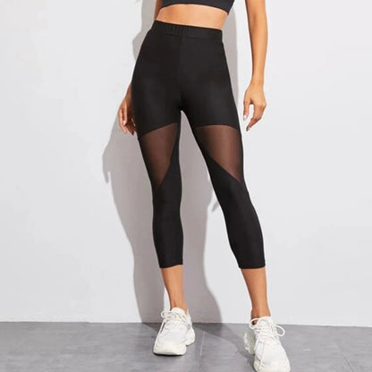 Shop Black Patchwork Mesh Leggings for Women