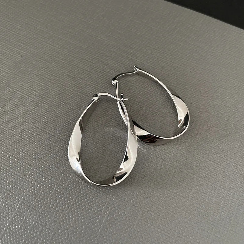 925 Silver Needle Piercing Big Circle Hoop Earring For Women Girls Lovely Party Wedding Gifts Jewelry eh006