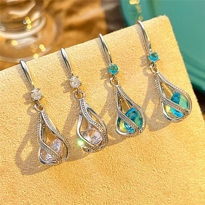 Fine New 925 Sterling Silver Luxury Crystal Zircon Earrings Charms for Woman Cute Engagement Wedding Jewelry Gift