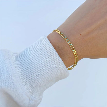 Gold Color Stainless Steel Twist Cuban Eternity Bracelet for Women