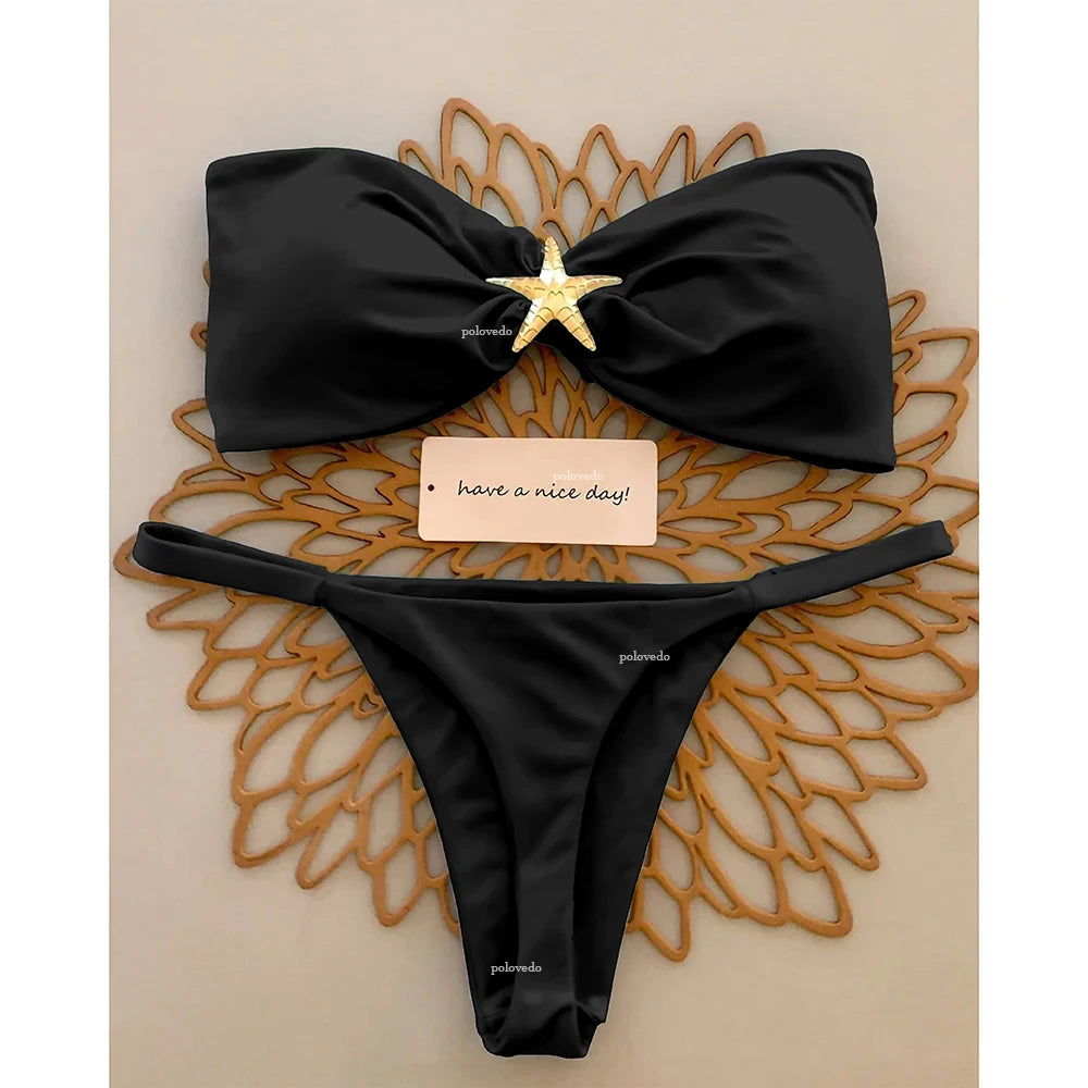 Push-Up Bandeau Bikini Set – Brazilian Micro Swimsuit