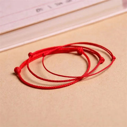 Handmade Red Lucky Knot Bracelet with Adjustable Rope Bangle