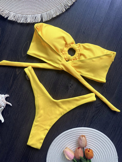 Sexy Bandeau Bikini Set – Brazilian Thong Two-Piece Swimwear