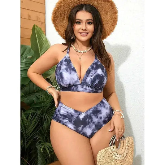Blunt Style Plus Size Split Bikini for Women – High-Waisted Beach Swimsuit