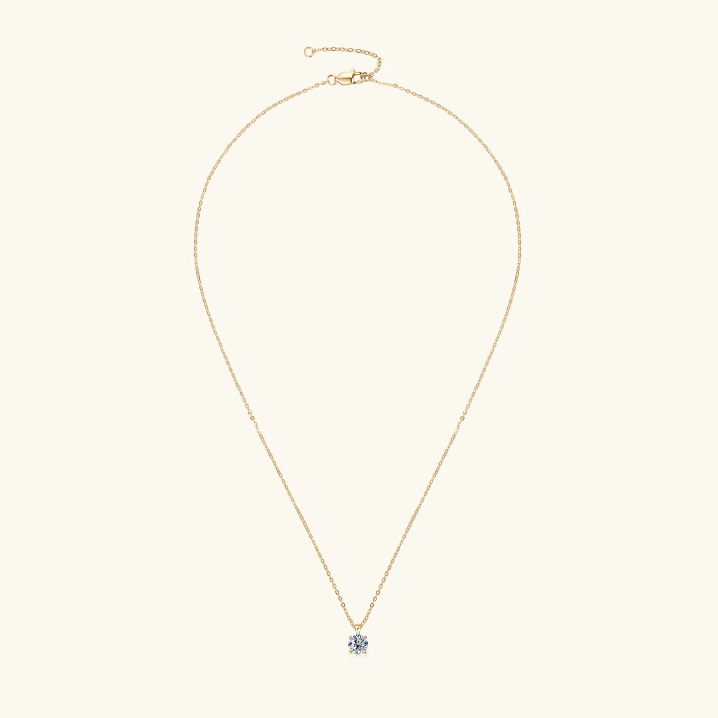 1.0 Carat D Moissanite Solitaire Drop Necklace with 18k Gold Plating