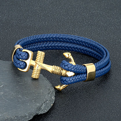 Navy Style Handmade Anchor Bracelet with Trendy Multilayer Design