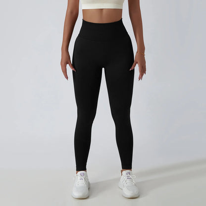 High Waist Ribbed Seamless Yoga Pants with Tummy Control