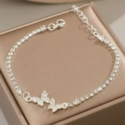 925 Sterling Silver Hollow Heart Zircon Eternity Bracelet For Women