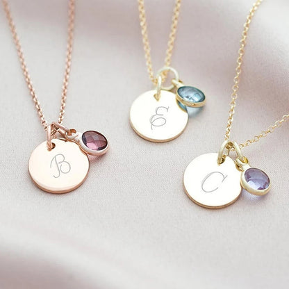 Rose Gold Custom Letter Necklace for Women - Stainless Steel & 12 Birthstones