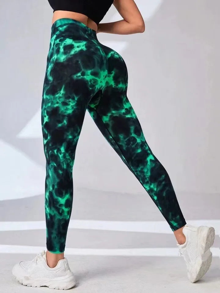 3D Print Tie Dye High Waist Seamless Anti Cellulite Leggings