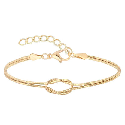 New A-Z Love Knot Bracelets with Gold Dainty Snake Chain Jewelry for Couples