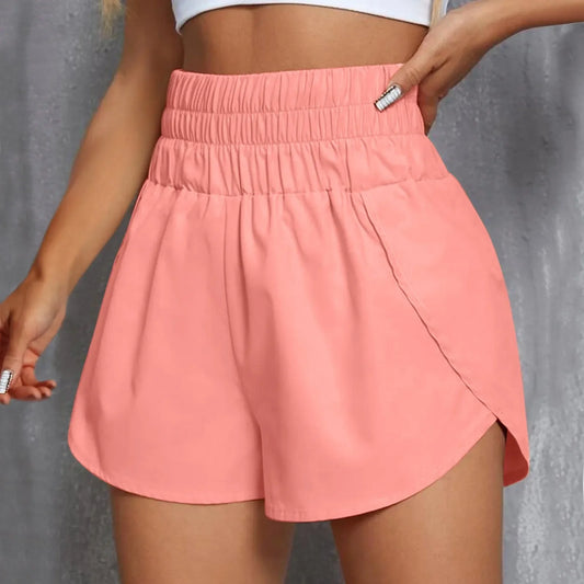 Women's Quick-Dry Side Split Running Shorts – Elastic Waist Yoga Fit