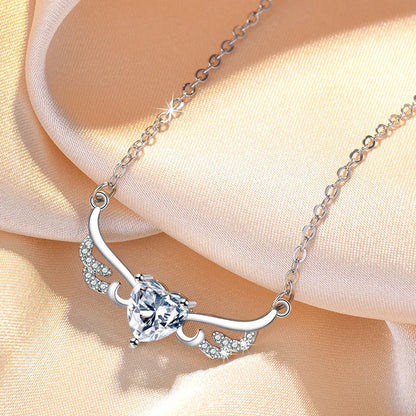 925 Sterling Silver Heart Pendant Necklace with AAA Zircon