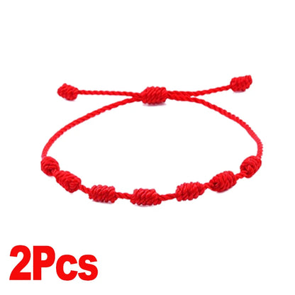 Handmade Knot Black & Red String Bracelet with Adjustable Lucky Charm