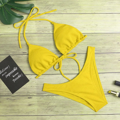 Monochrome Low-Waist Bikini Set
