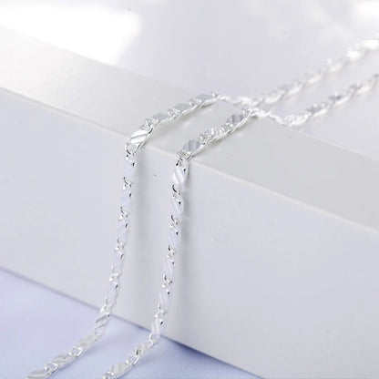 925 Sterling Silver 2MM Flat Clavicle Chain Necklace for Men & Women