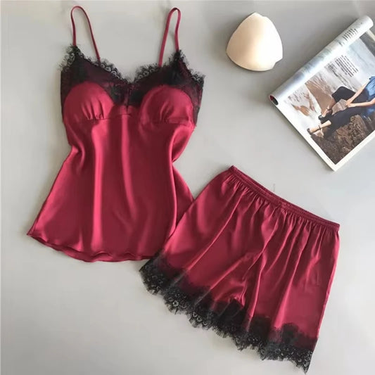 V-Neck Lace Nightgown with Bowknot and Sleep Shorts for Everyday Comfort