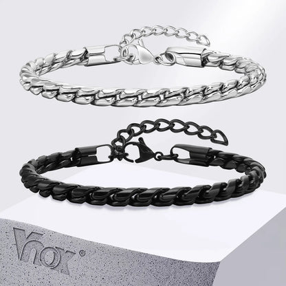 Black and Silver Color Twisted Stainless Steel Eternity Bracelet