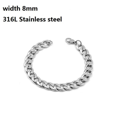 Stainless Steel Cuban Chain Vintage Metal Eternity Bracelet