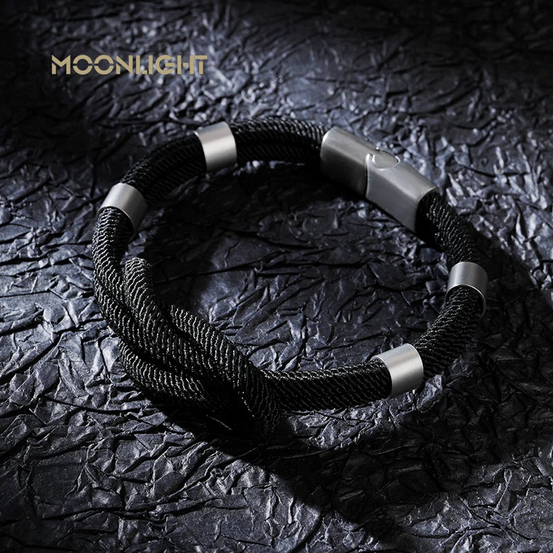 Stylish Anchor Bracelet for Men with Double Layer Blue Rope