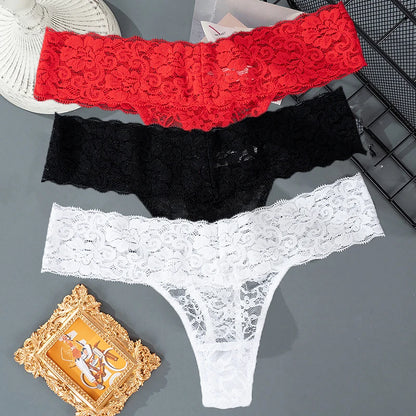 Lace Floral Women Panties Low Waist Breathable Briefs Female Thong Underwear