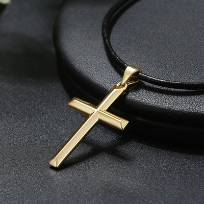 ORSA JEWELS Classic 14K Gold Cross Pendant Necklace in 925 Sterling Silver