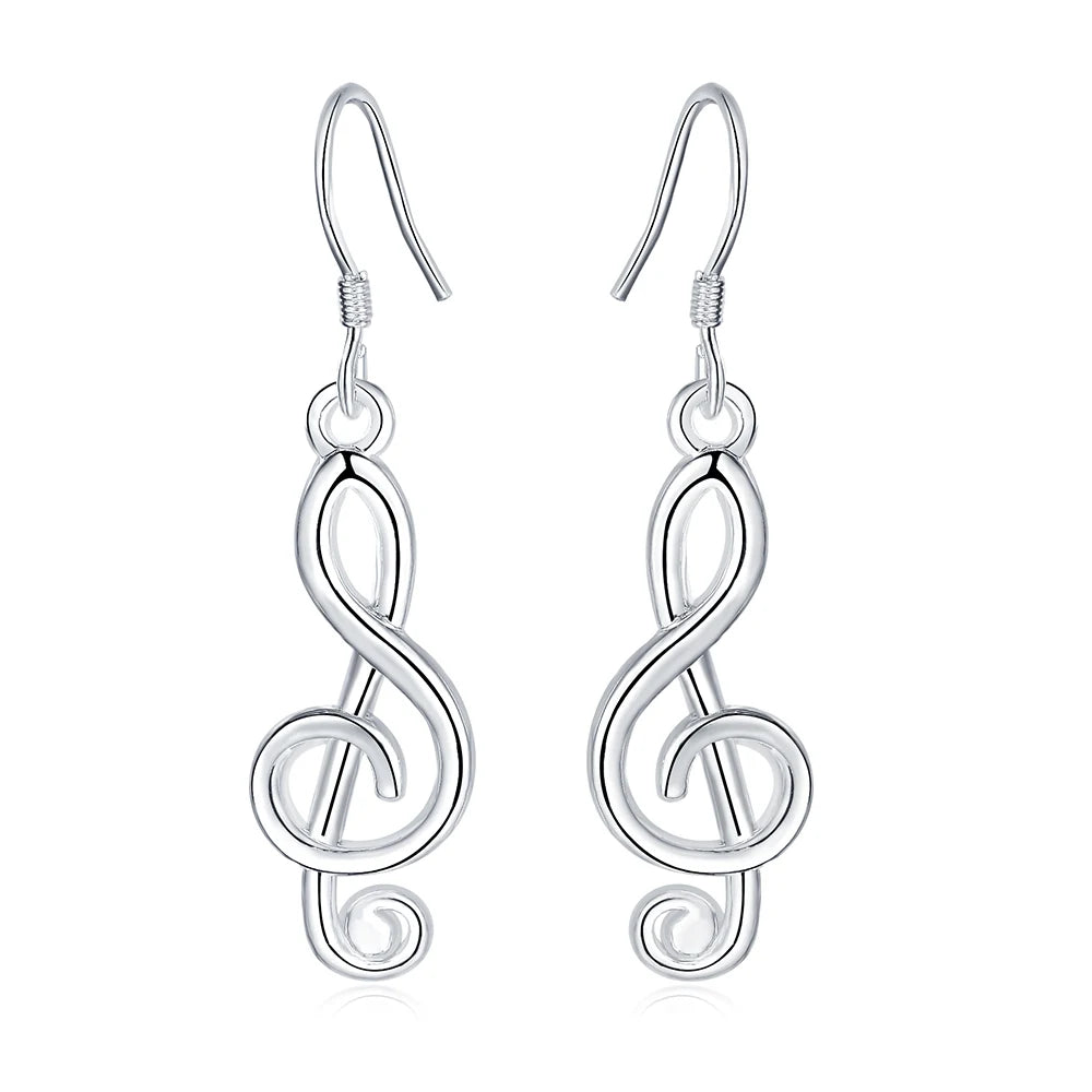 New noble 925 Sterling Silver Romantic music note drop Earrings for Women Holiday gifts fashion Party wedding Jewelry