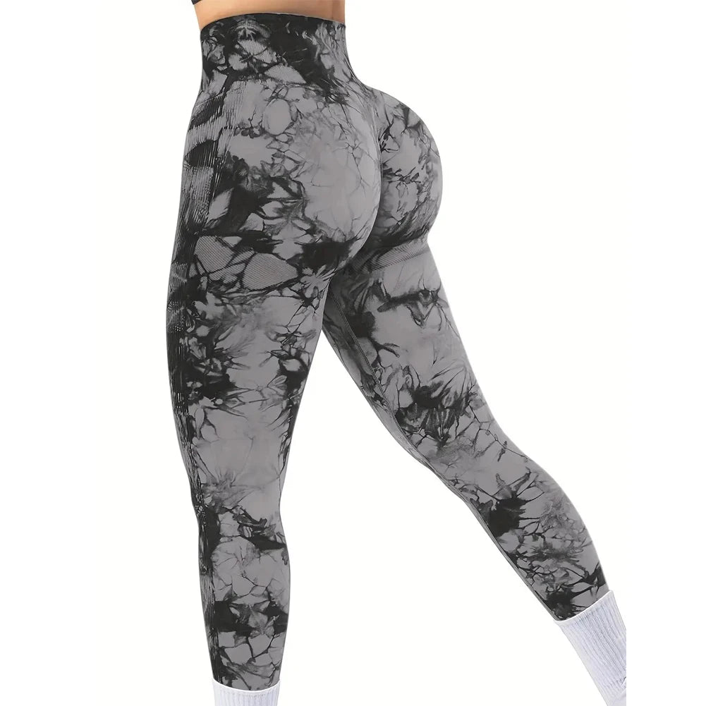 Hip Lifting Seamless Tie-Dye Yoga Leggings for Women