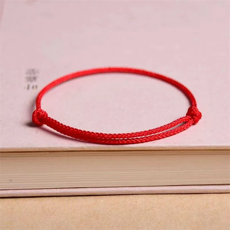 Handmade Red Lucky Knot Bracelet with Adjustable Rope Bangle