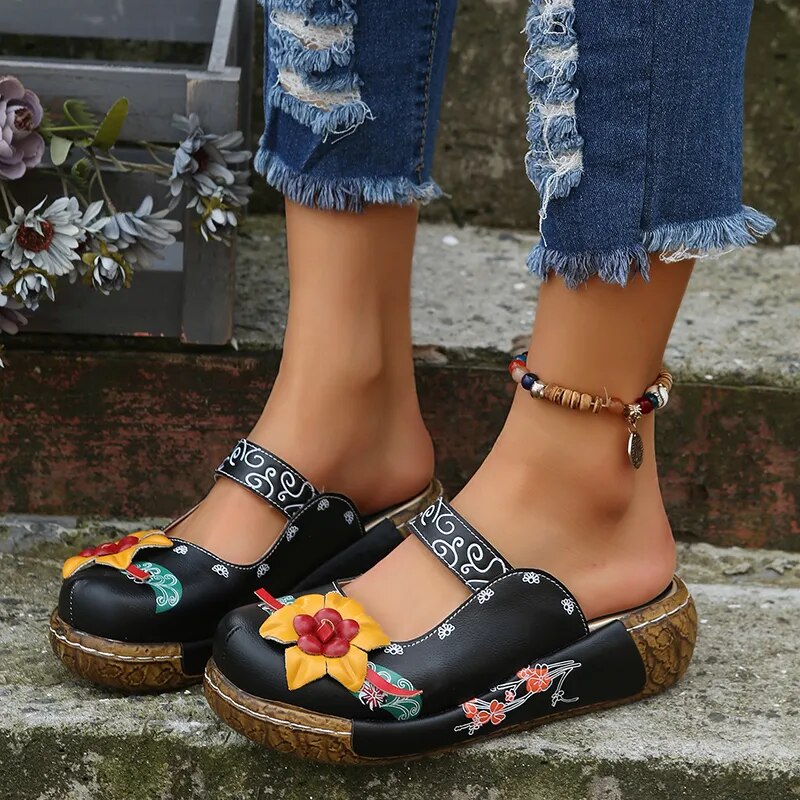 Summer Wedges Sandals Slippers for Women Bohemian Retro Ethnic Sewing shoes - BossDeals Online