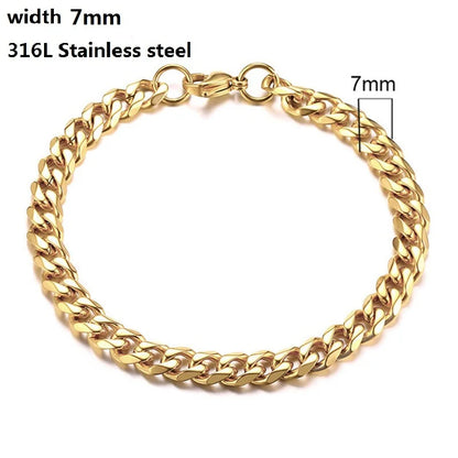 Stainless Steel Cuban Chain Vintage Metal Eternity Bracelet