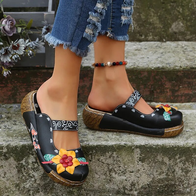 Summer Wedges Sandals Slippers for Women Bohemian Retro Ethnic Sewing shoes - BossDeals Online