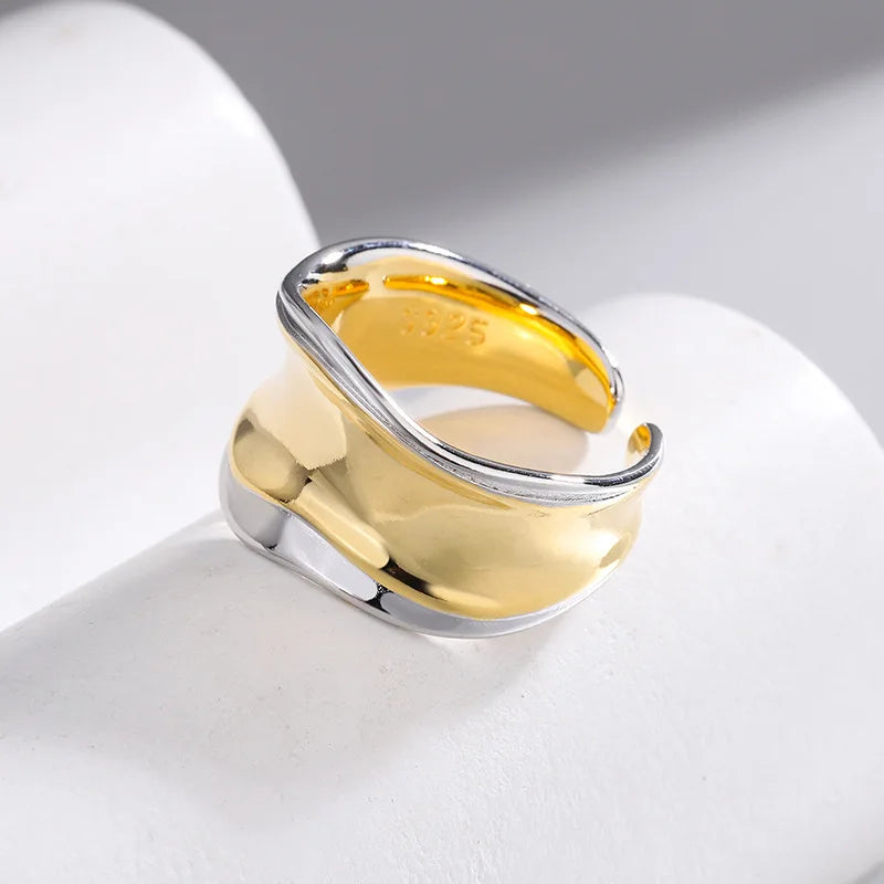 925 Sterling Silver Geometric Gold Silver Rings For Women and Men