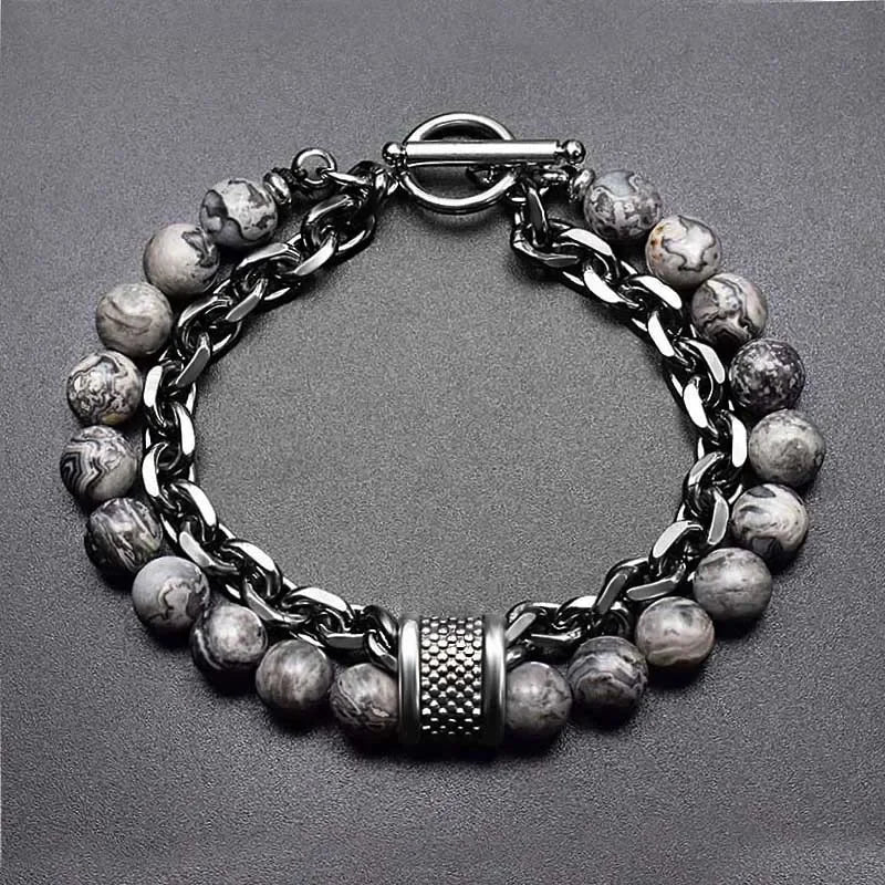 Tiger Eye Stone Stainless Steel Eternity Bracelet