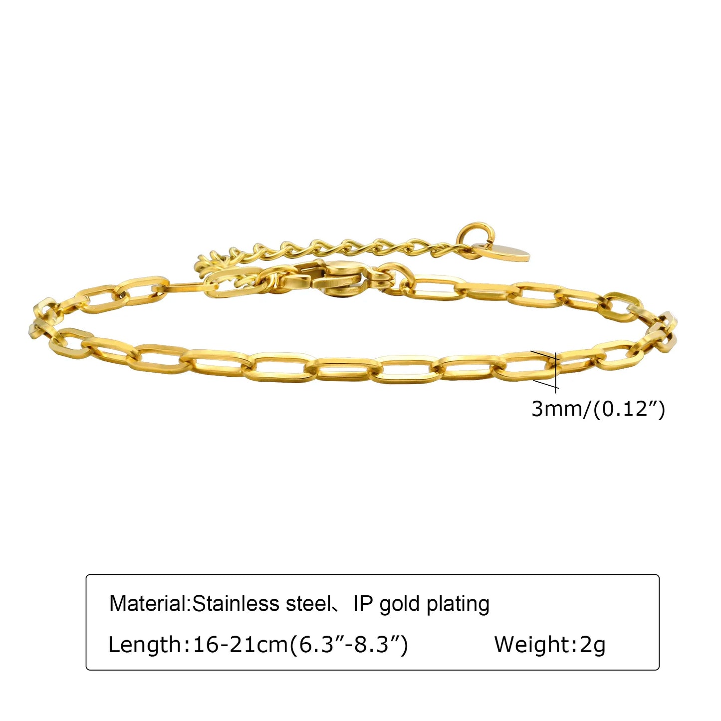 18K Gold Plated Stainless Steel Adjustable Eternity Bracelet for Women